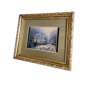 Thomas Kinkade A Holiday Gathering Artwork in Gold‎ Frame